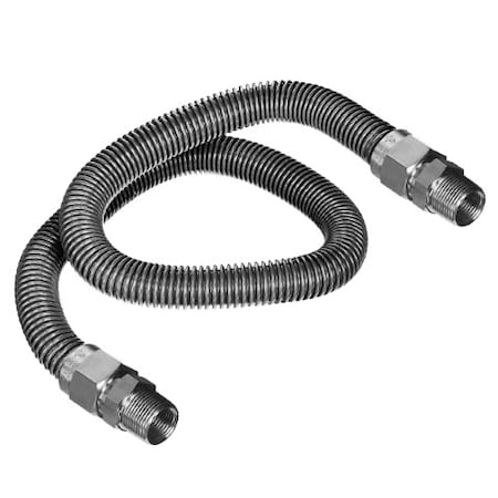 Flextron Gas Line Hose 3/8'' O.D. x 72'' Length 1/2" x 3/8" MIP Fittings, Stainless Steel Flexible Connector FTGC-SS14-72D